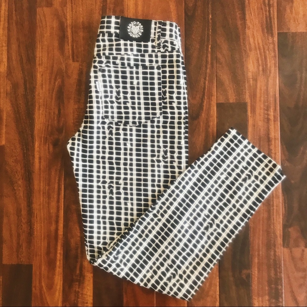 KENZO BLACK AND WHITE ELECTRIC PRINT JEANS